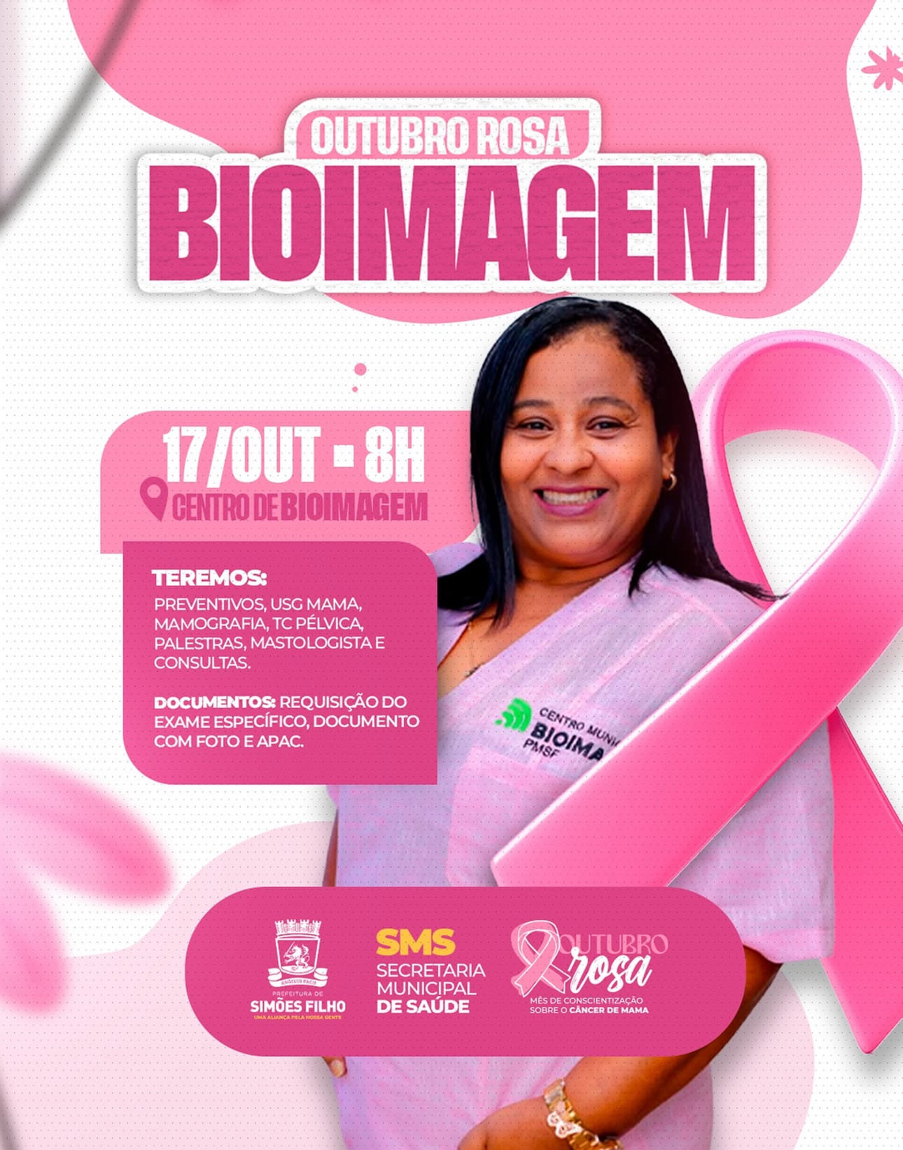 Outubro Rosa: Prefeitura realiza ação com oferta de exames e atividades educativas na Bioimagem