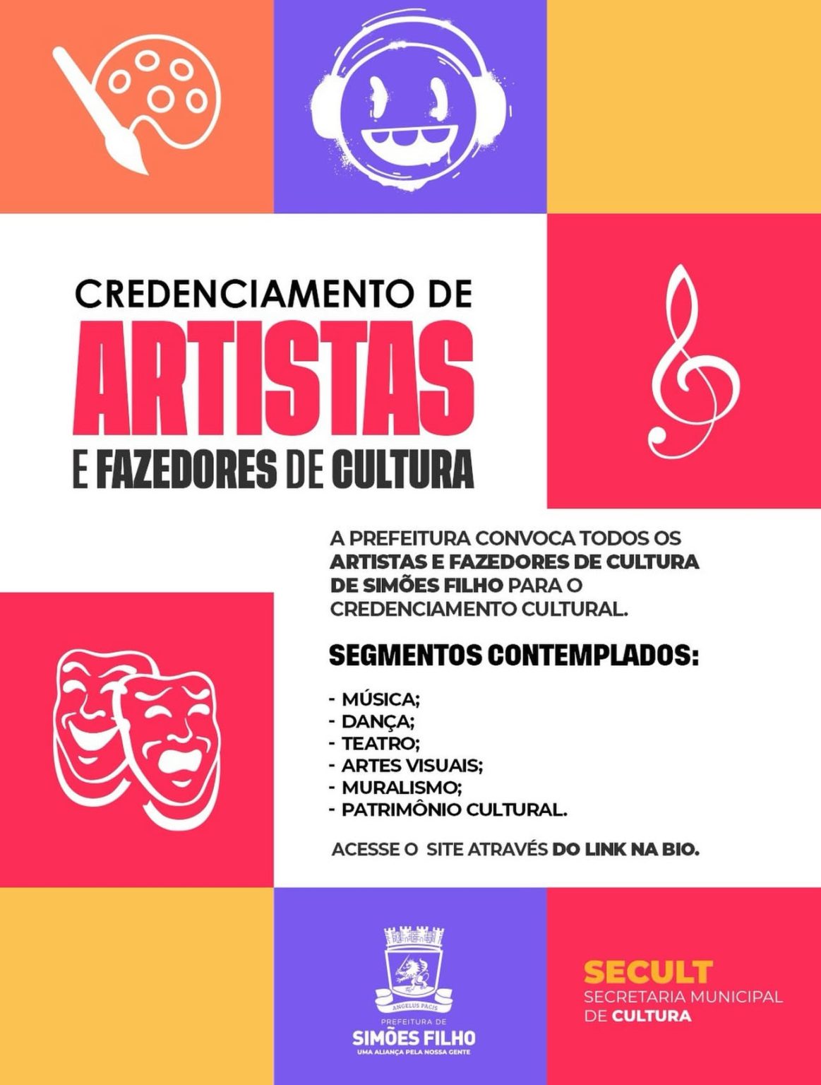 Credenciamento de artistas e fazedores de cultura é aberto em Simões Filho