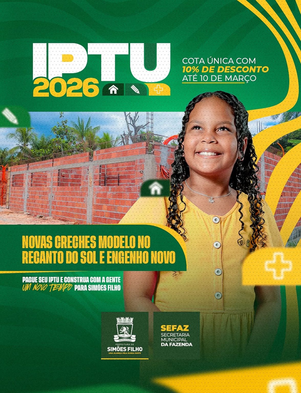 Simões Filho: IPTU 2026 oferece 10% de desconto para pagamento em cota única até 10 de março