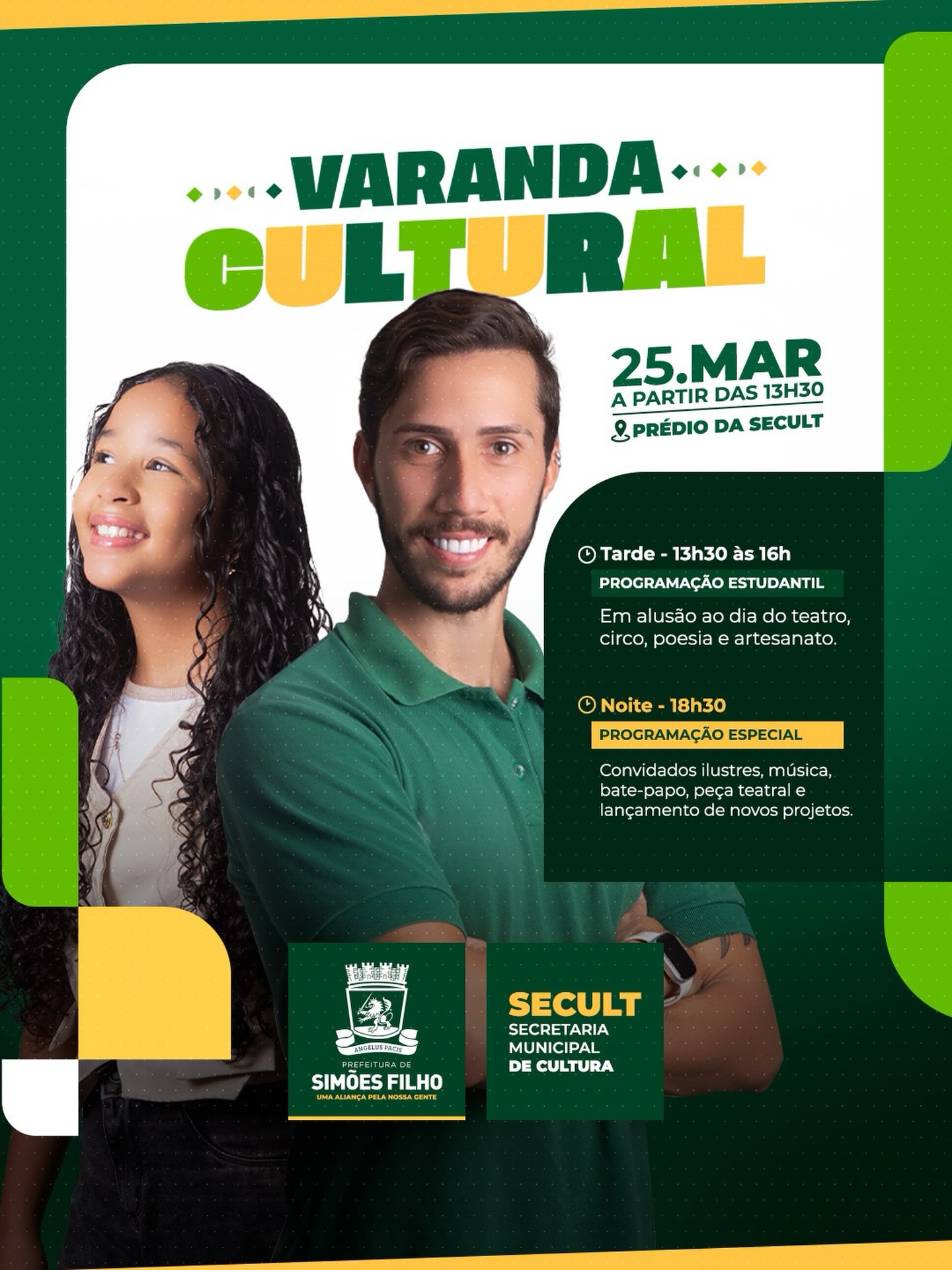 Prefeitura de Simões Filho realiza primeira edição da Varanda Cultural de 2026 na quarta-feira (25)